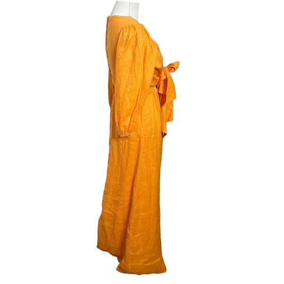 Faithfull La Mia Maxi Dress Women’s Size 4 Orange Tie Front Puff Sleeve Cut Out - Picture 5 of 14